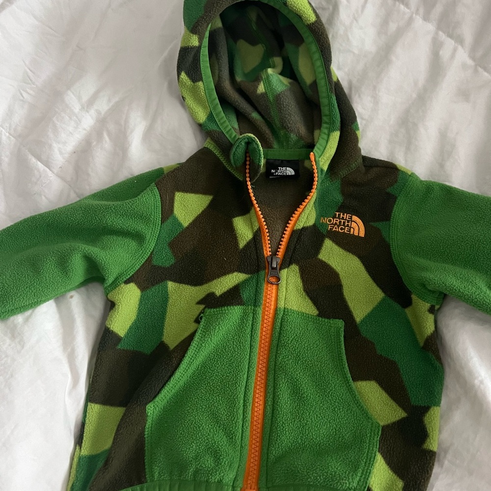 North Face fleece coat, green, size 6-12 months. Great condition.